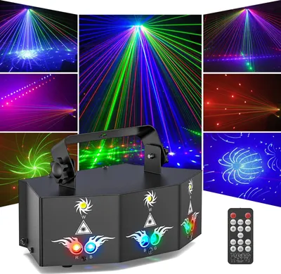 Produktbild von 9‑Linsen Bühnenlicht mit Projektor‑Effekt - DMX‑Laser - 7CH DMX - Soundgesteuert - 90–240 V DC - Warmlicht