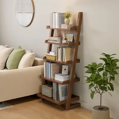 Bücherregal 5-lagig, Standregal, Walnussfarbe, 60x27x137 cm