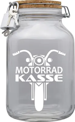 Produktbild von Spardose Geld Geschenk Ideen Motorrad Kasse Transparent Größe XXL 3 Liter