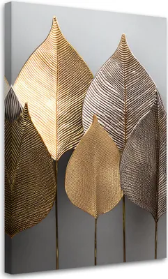 Produktbild von Leinwandbild Minimalismus Goldene Blätter Abstraktion 40x60 Feeby Gold bild für die wand bereit zum aufhängen