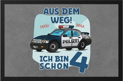 Produktbild von Aus Dem Weg Ich Bin Schon 4 Fußmatte Happy Birthday 4. Geburtstag Alles Gute Jahre Polizist Geburtstagsfeier