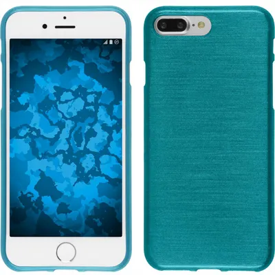 Produktbild von PhoneNatic Case kompatibel mit Apple iPhone 8 Plus - blau Silikon Hülle brushed + 2 Schutzfolien