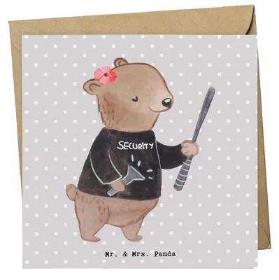 Produktbild von Mr. & Mrs. Panda Grußkarte Sicherheitsdienstmitarbeiterin Herz - Grau Pastell - Geschenk, faltkarte, Klappkarte, Glückwunschkarte, anlasskarte, doppelkarte