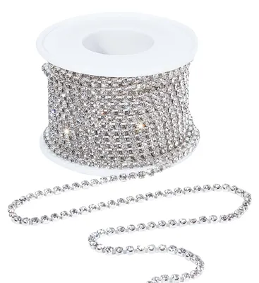Strasskette 9,1 m, 2,6 mm, Silber/Kristall, DIY Schmuck