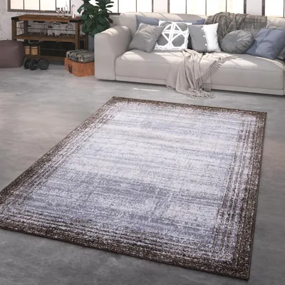 Produktbild von TT Home Wohnzimmer Teppich Kurzflor Modern Used Look Abstrakt Mit Umrandung Größe 120x160 cm