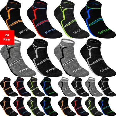Produktbild von 12 - 24 Paar Sneaker Socken Füßlinge Baumwollsocken Kurz Uni Sport Söckchen - 39-42 24 Paar YS4022