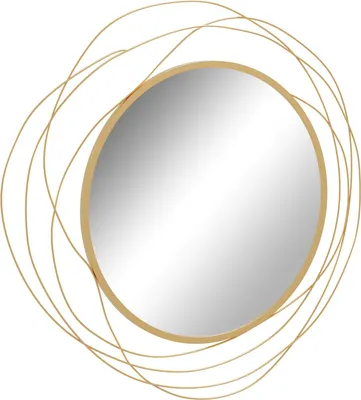 Produktbild von Wandspiegel, Ø65 cm Wandschmuck mit Spiegel, Metallrahmen, Flurspiegel, Wandkunstwerk für Wohnzimmer, Schlafzimmer, Gold