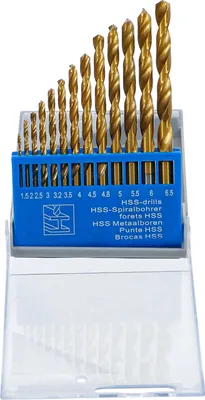 Produktbild von Spiralbohrer Metallbohrer HSS-Bohrer Set - Titanbeschichtet - 1,5 bis 6,5 mm - 13-teilig - Mit Kunststoffkassette