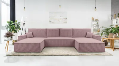 Produktbild von AX LIVING Sofa U Form mit Schlaffunktion – Cedria U 389 cm Lavendel