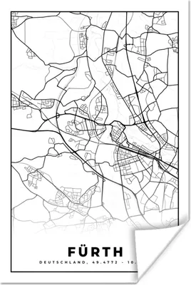 Produktbild von MuchoWow® Poster Fürth - Karte - Stadtplan 40x60 cm - Plakate für die Wand - Poster Babyzimmer
