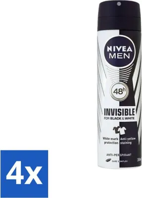Immagine prodotto di Nivea - Uomo - Deospray - XXL - Invisible Black & White Original - Antitraspirante - 200 ml - Vorteilspack - 4 Stücke