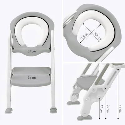 Produktbild von LifeGoods WC-Sitzverkleinerer - Toilettentrainer mit Trittstufe - Klappbar - 2 bis 7 Jahre - Grau/Weiß