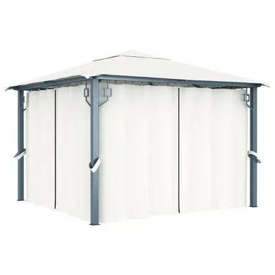 Zdjęcie produktu dla Pawilon z zasłonami 300 x 300 cm kremowy aluminium