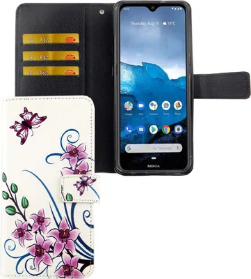 Zdjęcie produktu dla Nokia 6.2 etui na telefon komórkowy pokrowiec ochronny etui z klapką z miejscem na kartę kwiat lotosu