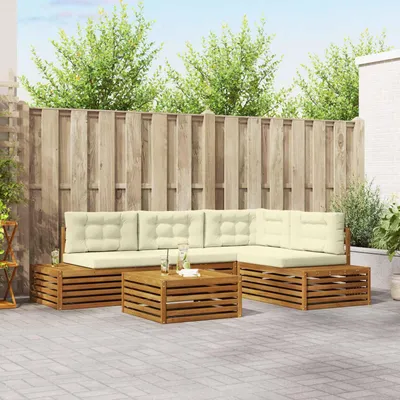 Produktbild von "2026 Aktion"Outdoor-Sofagarnitur/Couchgarnitur - CLORIS - Outdoor-Möbel - für Garten/Terrasse - mit Kissen 5 Stück Natur und Creme - Gartensofas Promotion247698