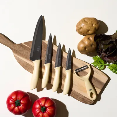 Produktbild von 4-teiliges Messer- und Schäler-Set mit Griff