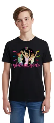 Produktbild von Spreadshirt Die Drei Ausrufezeichen Girls Support Girls Teenager Premium T-Shirt, 158/164 (12 Jahre), Schwarz