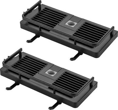 Imagen del producto de Estante de ducha Unyqoos® para colgar – 2 estantes de ducha s de ABS para barra de ducha de 21–25 mm, soporte de sujeción sin necesidad de taladrar con 2 ganchos y un gancho para la ducha
