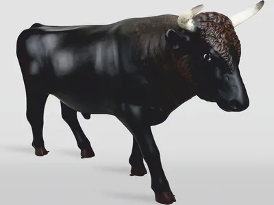 Produktbild von Casa Padrino XXL Deko Skulptur Stier Schwarz / Dunkelbraun / Weiß 233 cm - Lebensgroß