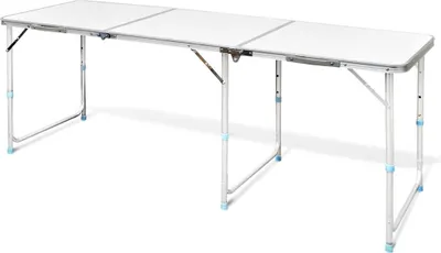 Image de Table de camping pliante réglable en hauteur en aluminium 180 x 60 cm