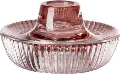 Productafbeelding van Fink LISSY, theelichthouder, kandelaar, glas, gestructureerd, roze, L. 10 cm, B. 10 cm, H. 5 cm, D. 10 cm, artikelnummer 118006