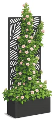 Image de Mica Decorations Sapri Support pour plantes - Bac à plantes avec treillis pour plantes grimpantes - Support pour plantes autonome ou mural - 57,5 x 21 x 118 cm - Noir