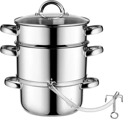 Produktbild von Dampfentsafter - Safttopf - 5 l - Edelstahl - Induktion & Gas - 3‑in‑1 - Silber