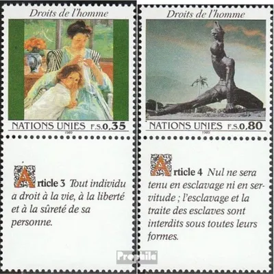 Produktbild von Briefmarken UNO - Genf 1989 Mi 180-181 mit Zierfeld (kompl.Ausg.) postfrisch Menschenrechte