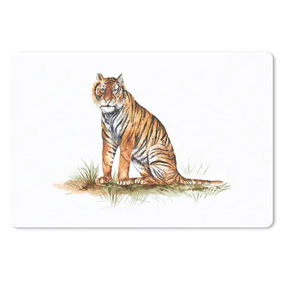 Produktbild von MuchoWow® Mauspad Mousepad Tiger - Gras - Orange 27x18 cm - Mousepads - Maus Mat - Pad - Mausunterlage - Büroartikel - Desk Matten