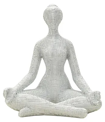 Produktbild von Silver Yoga-Frau-Figur aus weißer Kunstharz