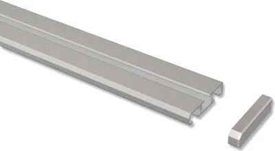 Produktbild von Interdeco Gardinenschiene, Vorhangschiene Aluminium Silbergrau 1-/2-läufig Modell Slimline, 140 cm