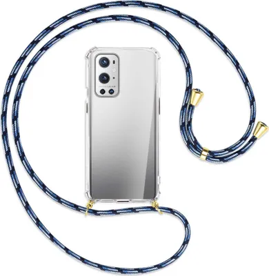 Produktbild von Handykette Backcover-Schutzhülle mit Band (Metall goldfarben) für OnePlus 9 - Blautöne