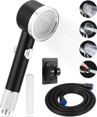 Produktbild von Famanu Handbrause mit Filter und Massagefunktion - 1,5 m Schlauch, 3 Strahlarten