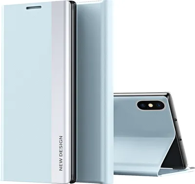 Image de coque iPhone XS, Coque magnétique en cuirPolyuréthaneavec fonction stand pour iPhone X / iPhone XS bleu
