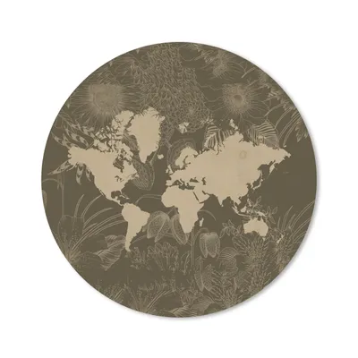 Produktbild von MuchoWow® Mauspad Mousepad Weltkarte - Pflanzen - Braun 40x40 cm - Mousepads - Maus Mat - Pad - Mausunterlage - Schreibtisch Accessoires
