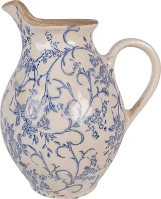Image de Clayre & Eef Pot décoratif 21x16x24 cm Beige Céramique Fleurs