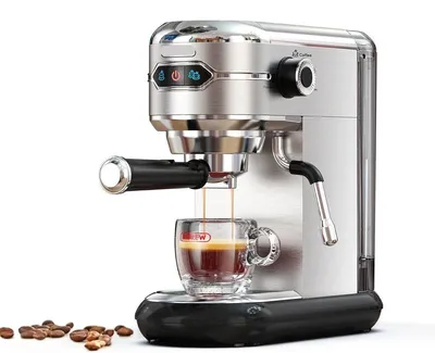Image de Machine à expresso - Machine à café semi-automatique avec une pression de 19 bars et un mousseur à lait - Argent