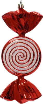 Christbaumschmuck Kunststoff 18cm Bonbon Figur Rot / Weiß