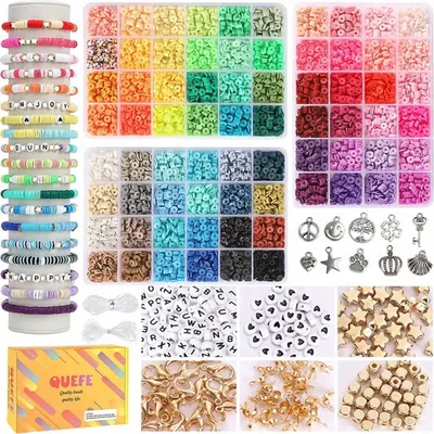 Produktbild von Perlen Bunte Perlen Set zum Auffädeln 9000 Stück mit 234 Buchstaben Perlen DIY Armband Schmuckherstellung Kit zum Basteln