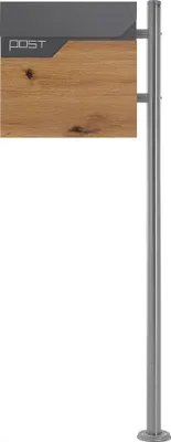 Obrázek produktu pro Poštovní schránka ML-Design s přihrádkou na noviny, 37x37x11 cm, vzhled antracit/dřevo, včetně stojanu