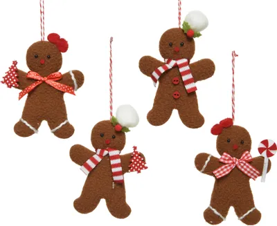 Produktbild von Christbaumschmuck Filz 11cm Lebkuchenmann Figur 1 Stück sort. Braun