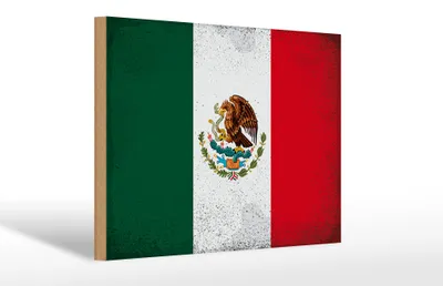 Produktbild von Holzschild Flagge Mexiko 30x20cm Flag of Mexico Vintage
