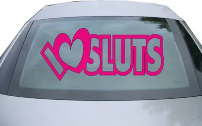 Produktbild von Indigos UG - Aufkleber Heckscheibe & Motorklappe DE2356 - pink - 600x257 mm - I love Sluts - Auto Scheiben Fenster Heckklappe Tuning Racing JDM - Die cut