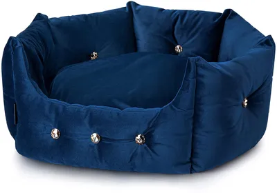 Luxus-Hundebett Glamour Marineblau Velours M