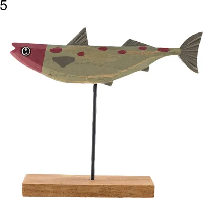 Produktbild von Fischstatue exquisites stabiles Holz niedlicher Fischtisch -Skulptur für Zuhause-5