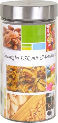Produktbild von Vorratsglas 1,7 Liter mit Metalldeckel Frischhaltedose Vorratsdose Glasbehälter