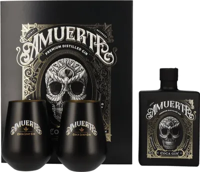 Produktbild von Amuerte COCA GIN - Black Edition 43% Vol. 0,7l in Geschenkbox mit 2 Gläsern