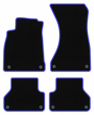 Produktbild von Velours-Fußmatten für Audi A4 B9 2015- (Sportback/Limousine/Kombi) – 4-tlg, Schwarz/Blau, passgenau – Wielganizator CARLUX