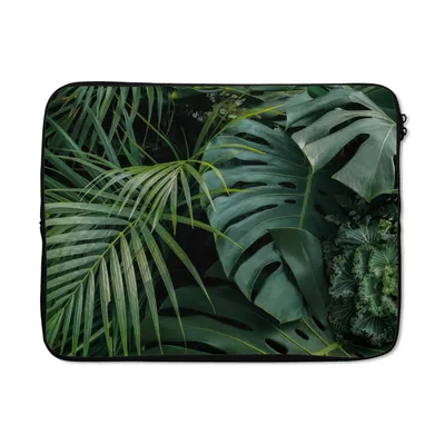 Produktbild von MuchoWow® Laptop Hülle 17 Zoll Laptoptasche Pflanzen - Dschungel - Blätter - Tropisch - Zipper - Schutzabdeckung