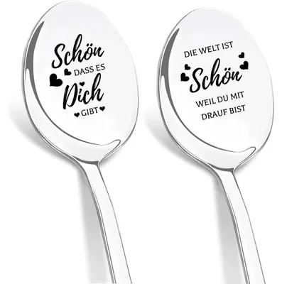 Obrázok produktu pre Sada dvoch lyžičiek na kávu, gravírované, nerezová oceľ, 19 cm